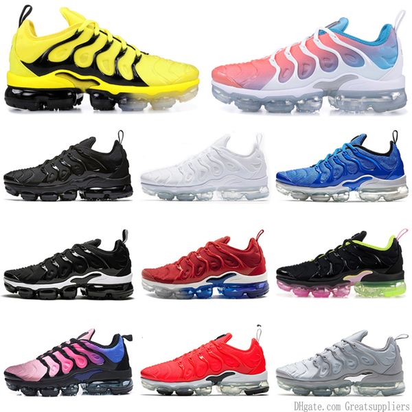 

tn plus bumblebee running shoes for men women triple black white lava glow mens designer shoe trainers sports sneakers size 36-45