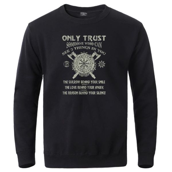 

son of odin casual mens sweatshirts 2020 winter fleece warm crewneck tracksuit male casual loose round neck pullover top, Black