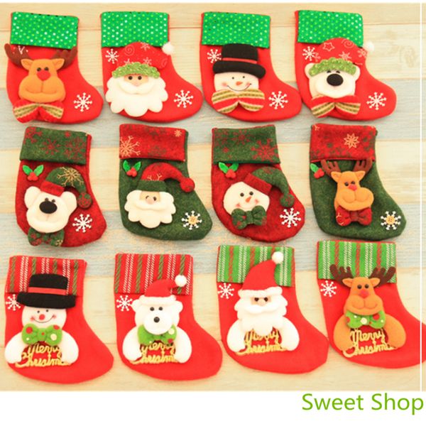 

1 pc xmas santa claus stockings christmas tree decorations ornaments for home tableware cutlery bags candy bags festival party