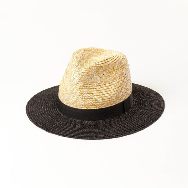 

01912-hh7406 hand woven straw color patchwork fedoras cap men women beach leisure hat, Blue;gray