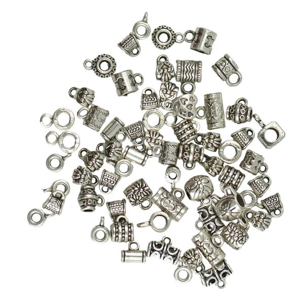 

100pcs assorted antique silver spacers beads with bows charm, Black