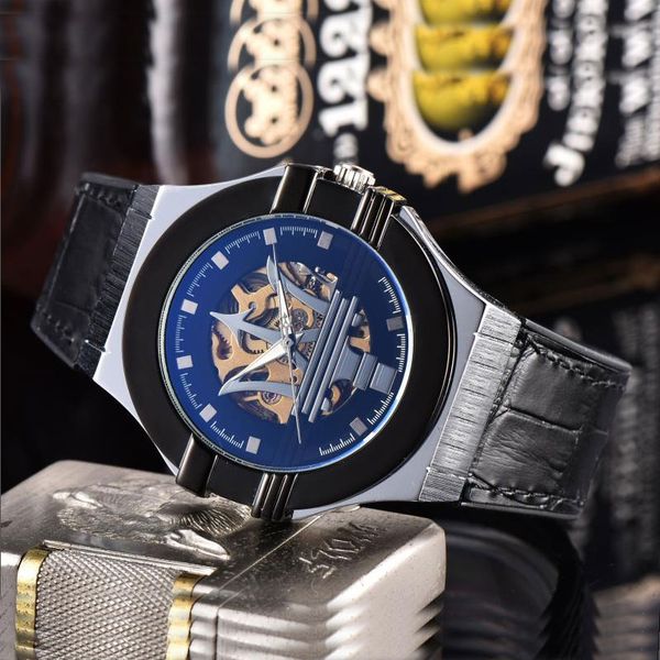 

завод импорт движение выгравированы мужские часы pp автоматическая механическая нержавеющая сталь прозрачный назад синий циферблат мужские н, Slivery;brown