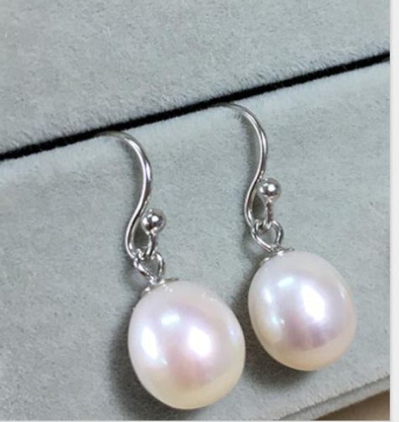 

charming 12-13mm south sea baroque pearl earring 925s, Golden;silver
