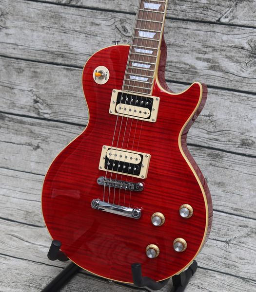 Rosso aka Corsa Racing Red Flame Maple Top Top Electric Guitar Zebra Pickups Tuilp Tuners Chrome Hardware