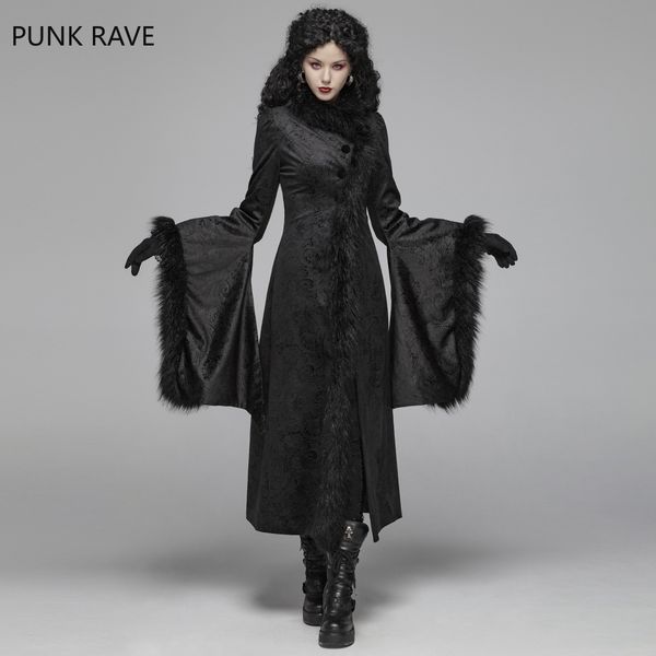 

punk rave women gothic coat gorgeous victorian rotro jacquard long jacket stage performance women winter jackets and coats, Tan;black