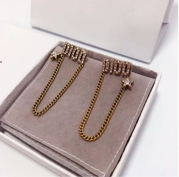 

kakany fashion alphabet earrings shiny micro-set zircon charm chain earrings women wedding jewelry, Golden;silver