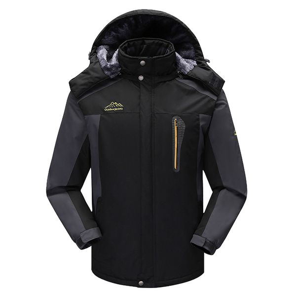 

plus size 9xl winter thick fleece down jacket thermal waterproof windbreaker outwear tactical down parka outwear coats, Black