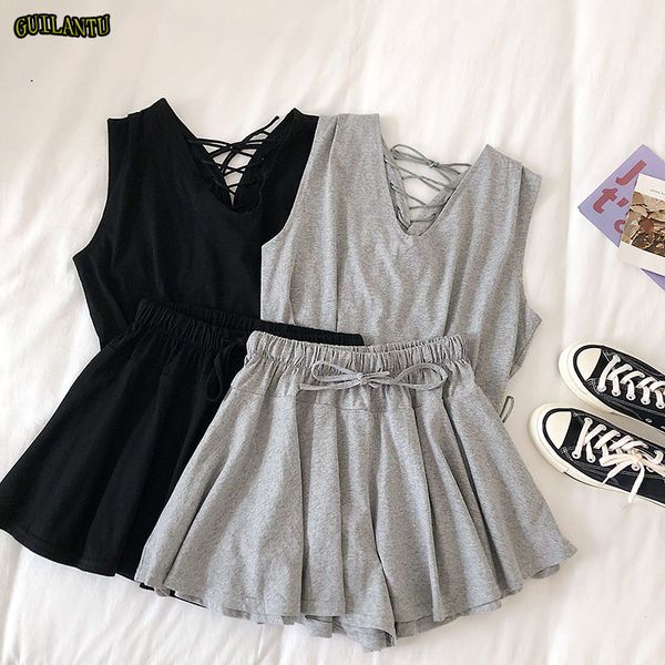 

fashion casual 2 two piece set women sleeveless and short pants summer bandage shirt matching mini shorts club outfits, White