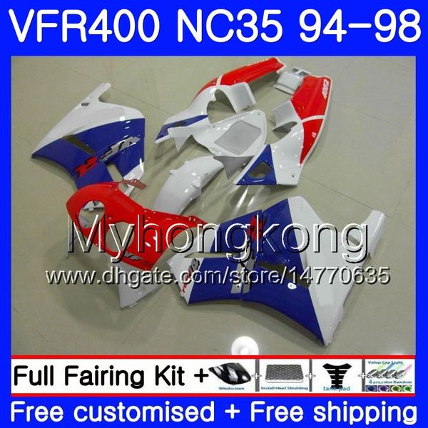 

комплект для honda rvf400r v4 vfr400r 1994 1995 1996 1997 1998 270hm.50 vfr400 rvf vfr 400 r nc35 vfr 400r 94 9596 97 98 белый синий горячий