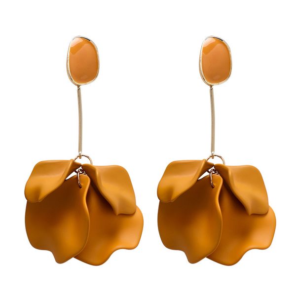 

2019 korea new design acrylic painted petals earrings long drops oil exaggerated earrings for women, Silver