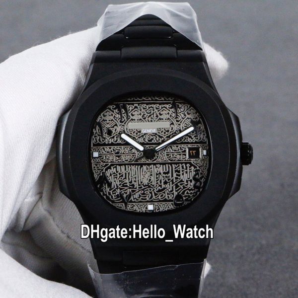 

new sport nautilus 5711/1 5711 asian 2813 automatic mens watch 3d retro carved dial pvd all black steel bracelet watches hello_watch 4color, Slivery;brown