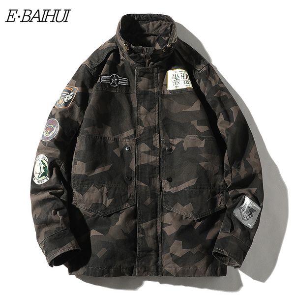 

e-baihui military camouflage jackets mens 2019 american army camouflage jacket men american casual coat plus size m-4xl l673, Black;brown