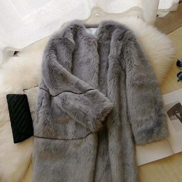 

2018 new style high-end fashion women faux fur coat s58, Black