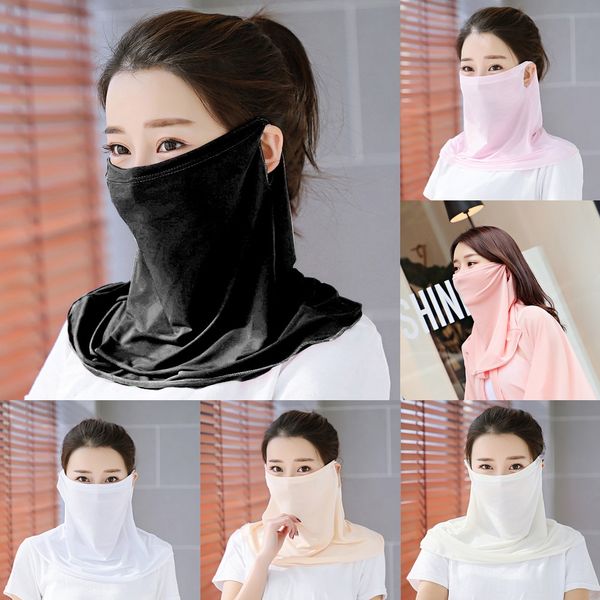 

6hehi sunshade masks women half dust mask silk chiffon handkerchief outdoor windproof scarf face dust-proof masks scarf face mask eea1678, Black