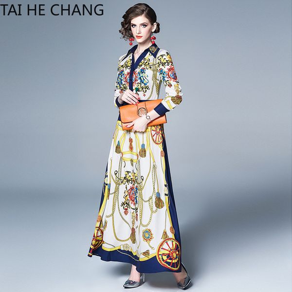

Elegant Slim Bodycon Dress New Summer Spring Vintage A-line Party Runway Formal Print Long Sleeve Maxi Office Work Dresses