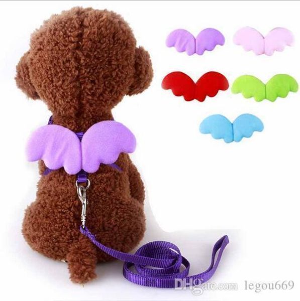

cute angel pet dog поводки и ошейники набор щенок ведет для маленьких собак кошки конструктора крыла регулируемая собака harness pet принадл