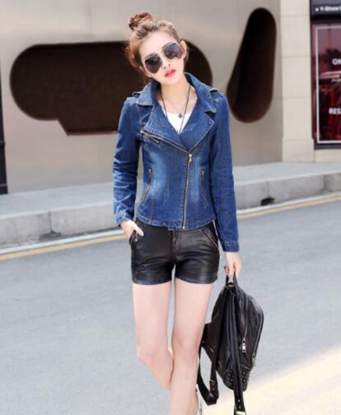 

women's korean version of the new boutique special personality trend slim outdoor spring and autumn long sleeve denim suit jacket / s-2, White;black