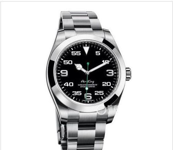 

men watch stainless steel strap air king black dial green pointer automatic movment sapphire glass mirror designer watches men master wristw, Slivery;brown
