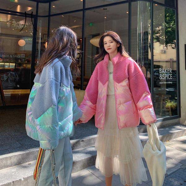 

heydress 2020 женщины зима толстого стенда воротник ветровка мода suede овечьей шерсть лоскутной куртки lady повседневные сыпучие глянцевые, Black