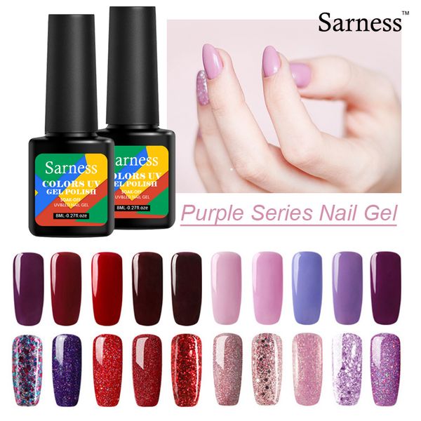 

sarness 8ml uv gel varnish pure 52 colors gel nail polish diy nail art decorations manicure nails soak off paint lacquer, Red;pink