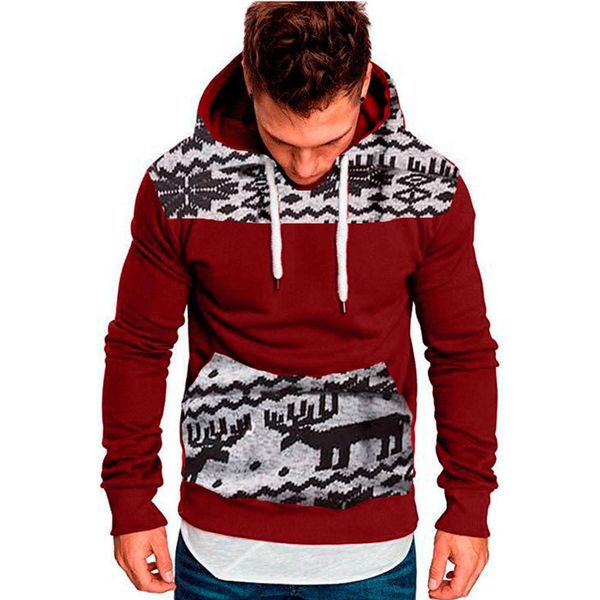 

mens new sweatshirts christmas hoodies autumn winter contrast color hoodie male hip hop pullover casual, Black