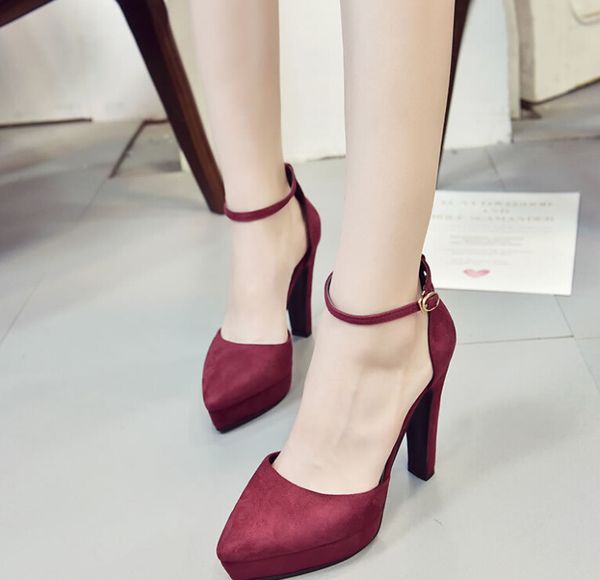 

2019 spring and summer new european and american pointed fashion thick with sandals naked black wedding single shoes super high heel platfor