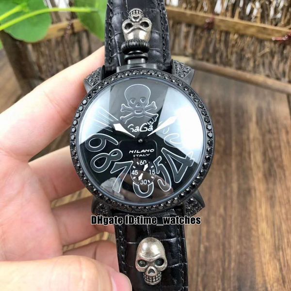 

New gaga milano manuale 48mm art collection men automatic watch apphire gla pvd black ca e kull gent port watche