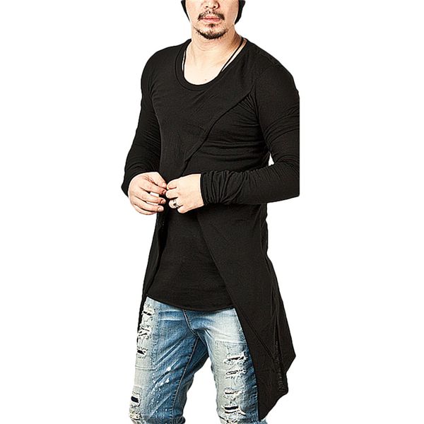 

не связанные с основной нерегулярные сплит прилив мужской воспитать в себе's шею длинным рукавом t-рубашка, White;black