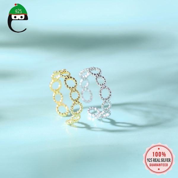 

elfoplatasi 100% 925 sterling silver hollow lacework opening ring sizable 5 6 7 for women girls silver 925 jewelry gift ed431, Golden;silver