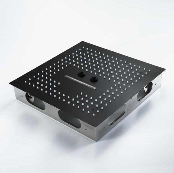 

multi function rain waterfall misty square big shower head sus304 16 inches electricity power showerheads led light showers black finish