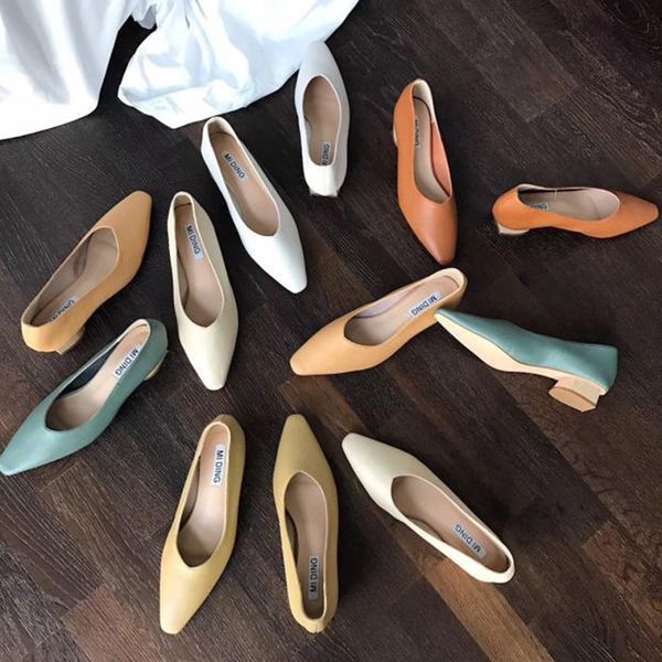

leather single shoes office ladies solid chunky slip on mules 2020 spring new design shallow loafers cozy soft women espadrilles, Black
