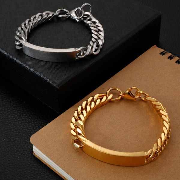 

10mm width tight heavy stainless steel 21cm cuban metal chain for men hip-hop party 2020 jewelry fashion chain cuff, Black