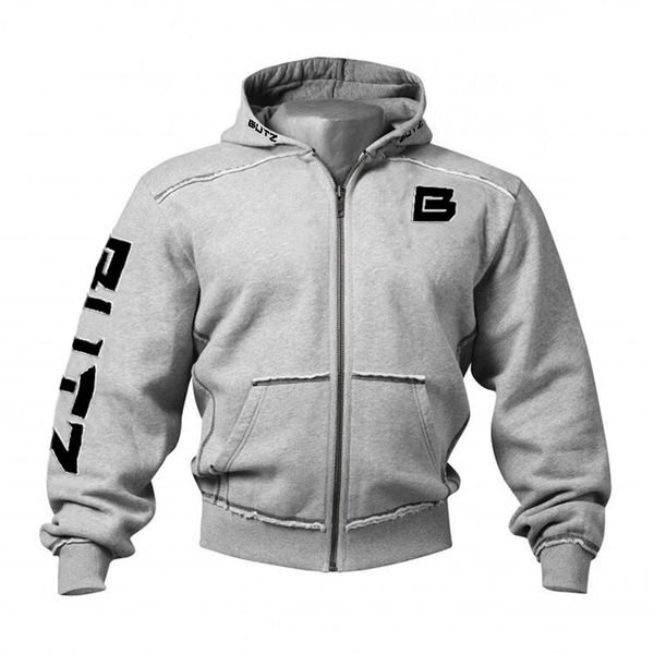 

cotton quality winter new autumn men hoodie sweatshirt zipper hooded jacket gyms fitness sportswear casual fashion brand clothing, Black;brown