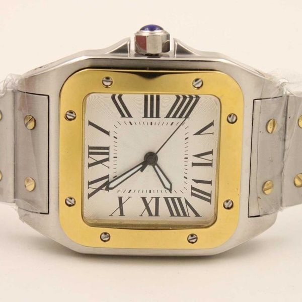 

Нержавеющая сталь роскошный белый римский золотой циферблат черный кожаный реме