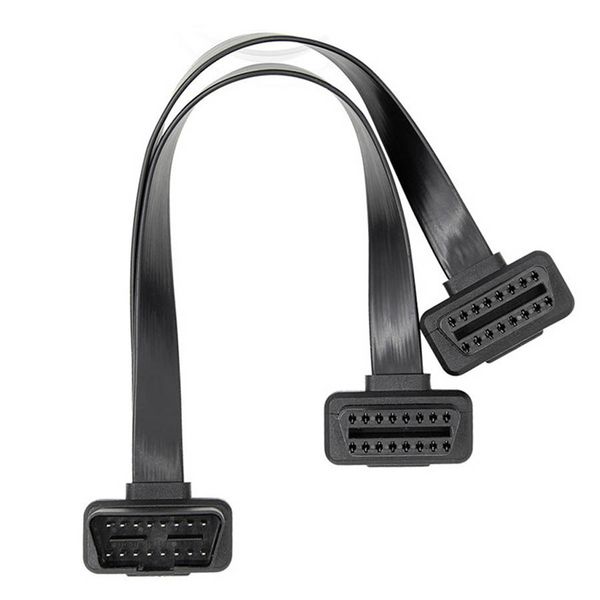 

dual female y splitter elbow 16pin obd 2 extender odb obd2 cable 16 pin male to female flat noodle obd ii extension connector