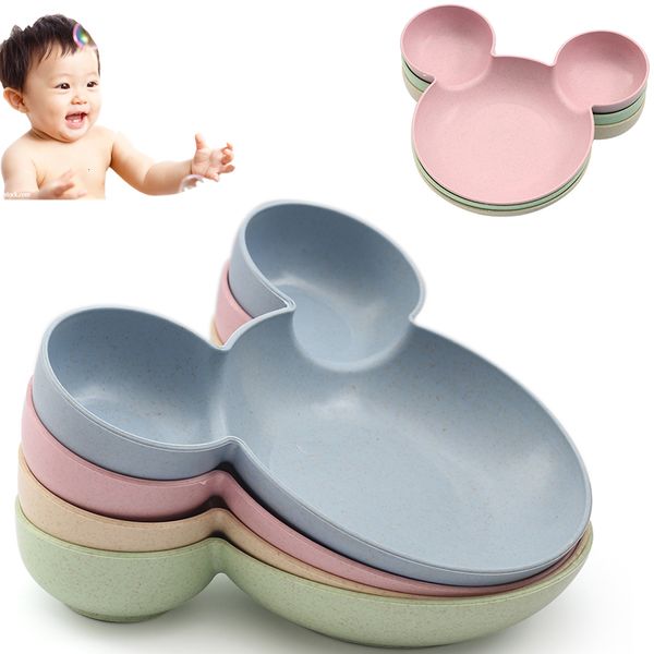 

blue kid cartoon mouse bowl dishes lunch box kid children infant baby rice feeding bowl plastic snack plate tableware