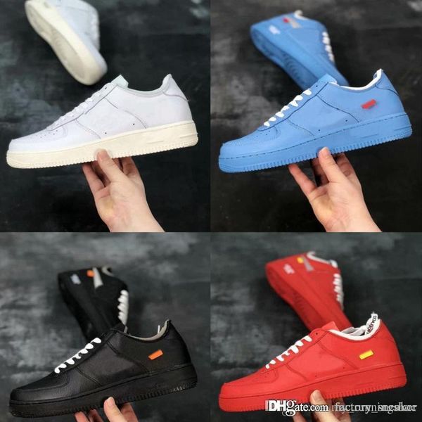 

2019 forcing mca skate shoes for serena only virgil 2019 blue red white silver patch mens women designer basketball shoes, White;red