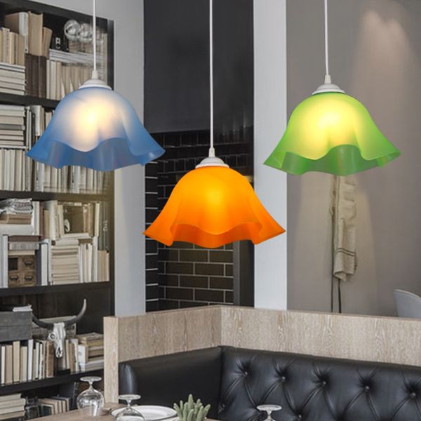 

blue purple green yellow 220v modern pendant lampshade pendant light cafe restaurant ceiling room decoration led hanging lamp
