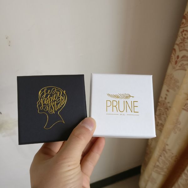 

wholesale 100pcs/lot white/brown/black/silver paper box for jewelry ring packaging custom printed brand