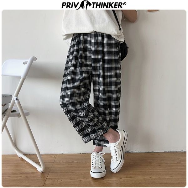 

men stright plaid 2020 ankle-length pants men's casual joggers male hip hop clothing harem pants fashions summer, Black
