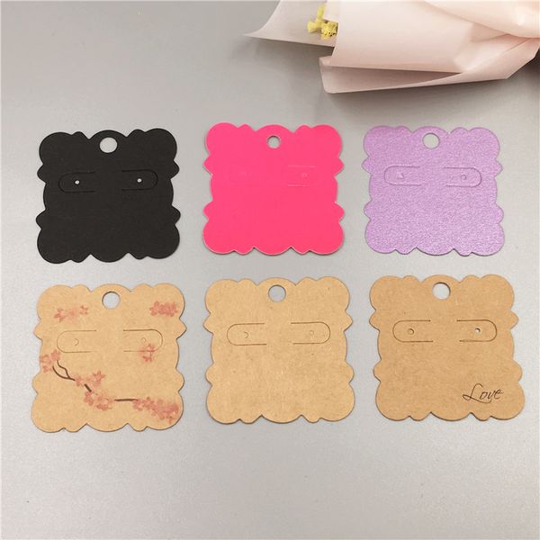 

100 pcs colorful earring cards 5x5cm hanging jewelry accessory display cards small earring packing, Pink;blue