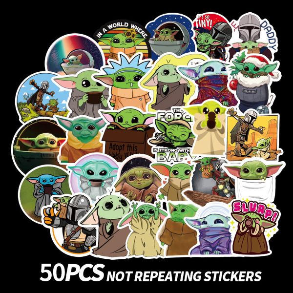 

50pcs/set the mandalorian baby yoda sticker scrapbooking suitcase decal skateboarding motorcycle children gift stickers b1