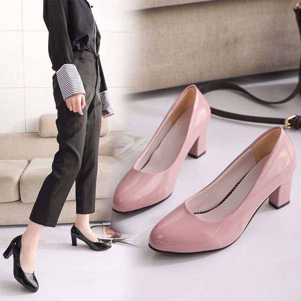 

slip om african woman shoe branded pumps gold lace up heels comfortable high-heeled shoes chunky sandals shallow mouth round, Black