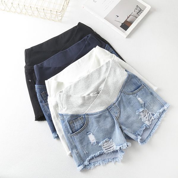 

plus size 2xl jean shorts for pregnant women clothes denim jeans maternity summer wear low-waisted denim pregnancy shorts loose, White;black
