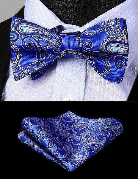 

партия свадьба галстук-бабочка носовой платок набор синий черный пейсли мужские галстук-бабочка классический тканый шелк карманный квадратны, Blue;purple