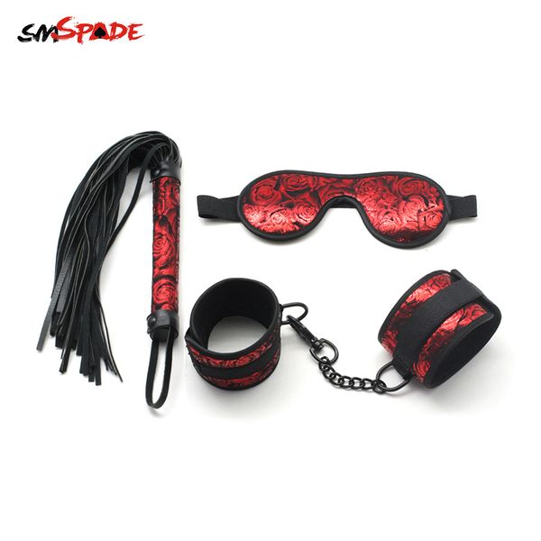 

bondage rosy erotic whip bondage blindfold kit smspade hand restraints kit faux leather red s contains for flogger game y190716 xtudl