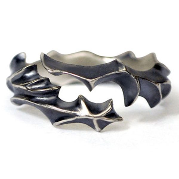 

dragon metal devil wing feather adjustable ring for women men open resizable couple lover gothic wedding jewelry anniversary, Golden;silver