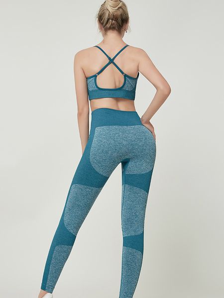 

sports suit ladies gradient fitness yoga suit sportswear gym jogging sportswear running leggings sports fitness clothes bra cotton, Gray