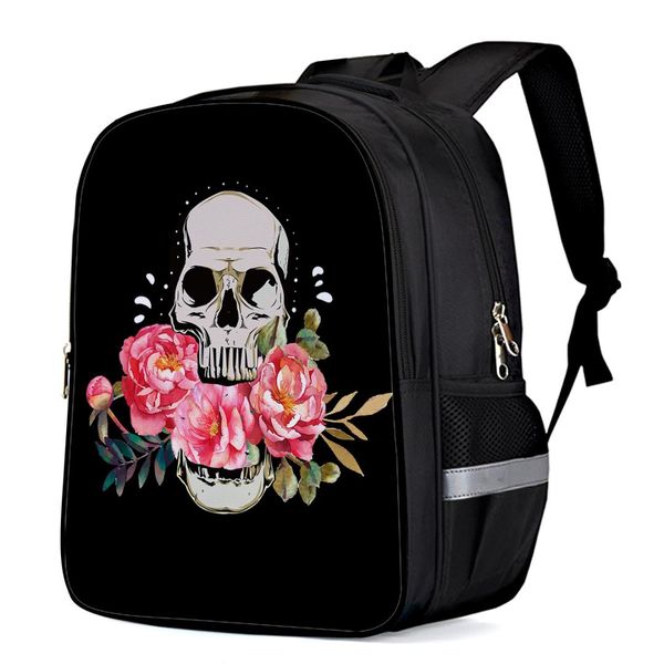 

skull flowers black athletic backpack computer backpack school book bags lapbook bag diaper bag rucksack kids satchel scr