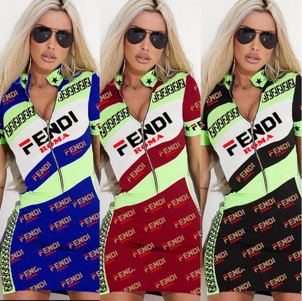 

Summer f letter printed women bodycon dre e hort leeve dre knee length kirt night club clothe xxxl 2019